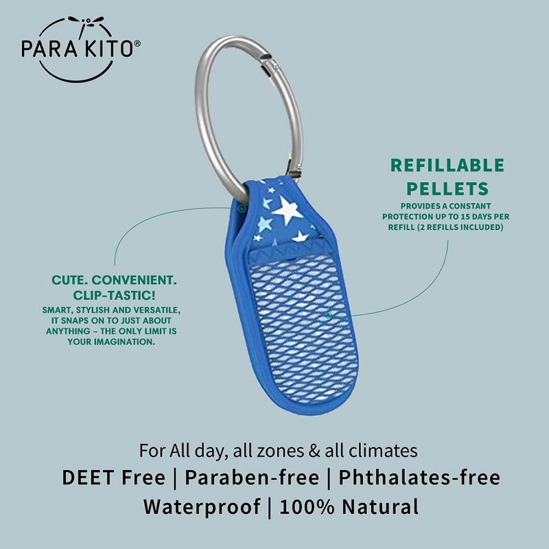 Para'Kito - Mosquito Repellent Refillable Clip + 2 Pellets (Blue