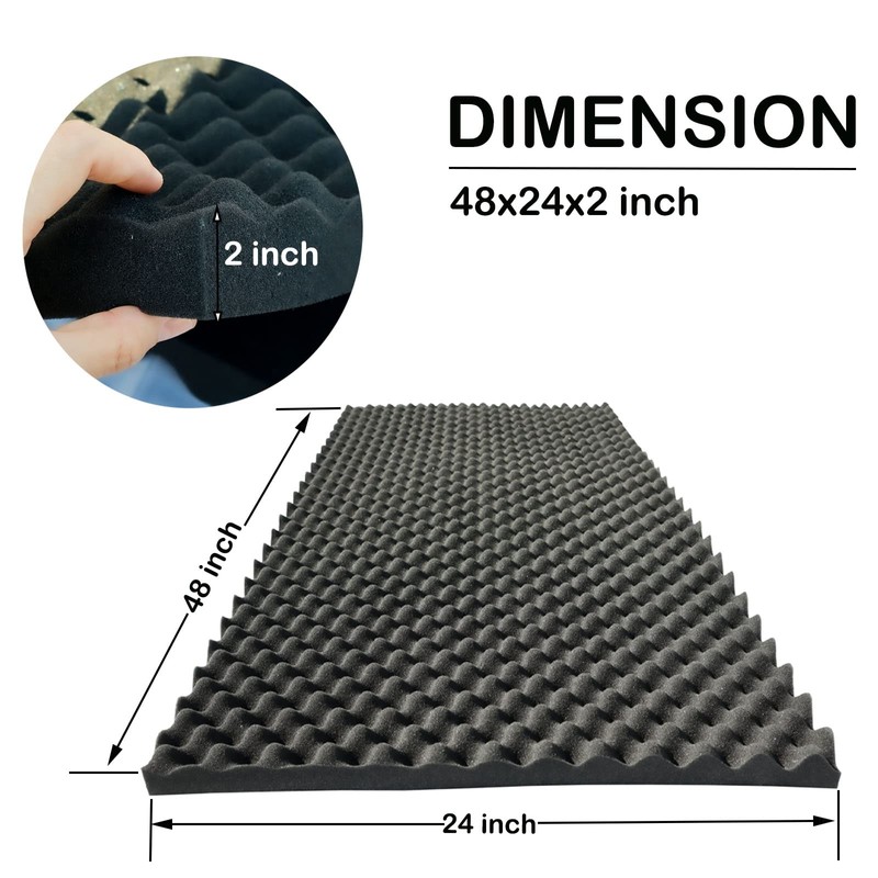 KTOESHEO 4 PCS Acoustic Panels,48''X24''X2'' Egg Crate Foam Soundproof Foam