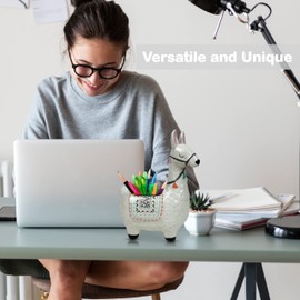 LLOTSA Llamas Ceramic Llama Planter for Succulent Plants Cute Alpaca Decor for Home, Office 8 1/2 Tall with Drain Holes Perfect for Cactus or Small House Plant Decoration (White)