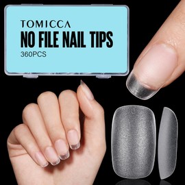 TOMICCA Ultra Short Squoval Artificial Nail Tips, Pack of 360 Tips for Gel Nails, Nail Tips, False Nails, Pre-Shaped Matt, Full Cover Nail Tips for Nail Salons and DIY Nail Art, 15 Sizes