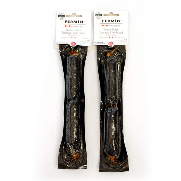 Morcilla Iberico, Blood Sausage, Not Cooked - 4-5 Oz by Fermin (Pack of 2)