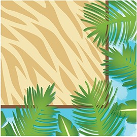 Creative Converting 16 Count 3-Ply Safari Adventure Beverage Napkins, Brown/Green