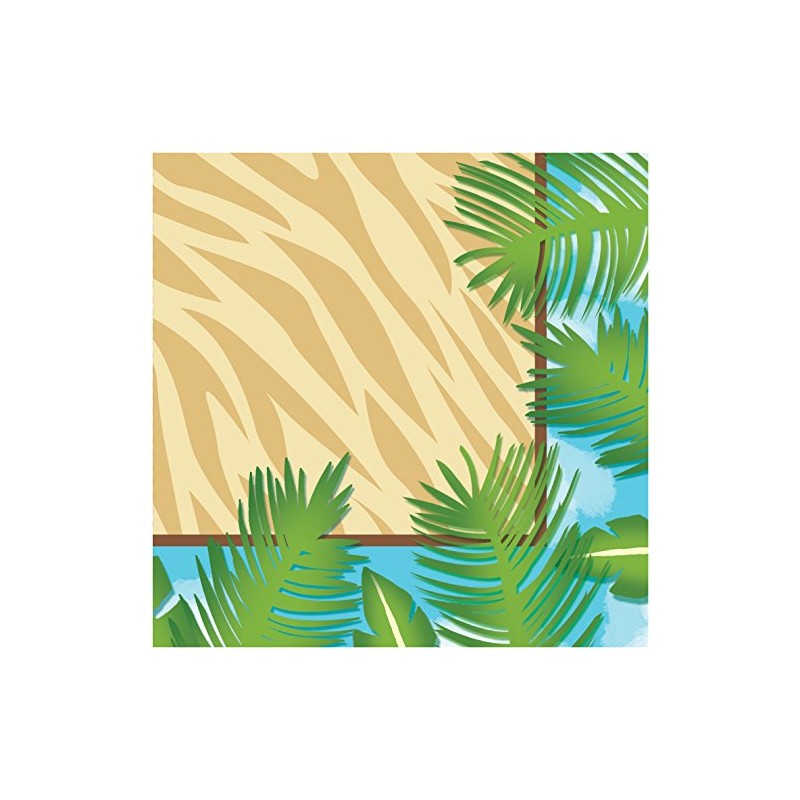 Creative Converting 16 Count 3-Ply Safari Adventure Beverage Napkins, Brown/Green