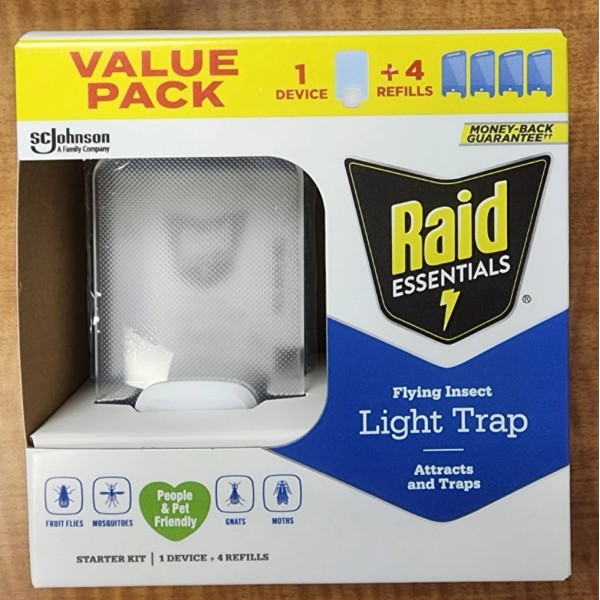 Raid Essentials Flying Insect Light Trap Starter Kit, 1 Plug-In