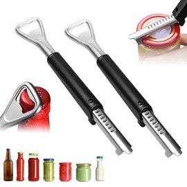 Pack of 2 Bottle Opener for Seniors, Manual Can Opener, Effortless Arthritis Jar Opener, Multifunctional Adjustable Lid Opener for Seniors Weak Hands