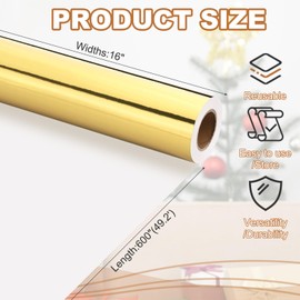 PATIKIL Metallic Wrapping Paper, 16 Inch x 600 Inch(49.2Ft) Foil Wrapping Paper Matte Gift Wrapping Paper Roll 120 GSM for Gift Christmas Wedding Birthday Women Men, Gold Tone