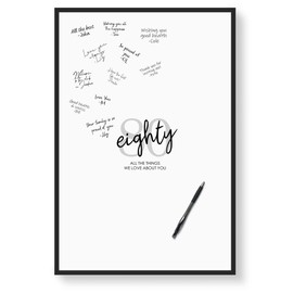 Karto 80th Birthday Signature Board for Party - Party Supplies, Guest Book, Or Card Alternative - Signing Board for Party - Poster Size 11x17 (Unframed) - Simple Grey