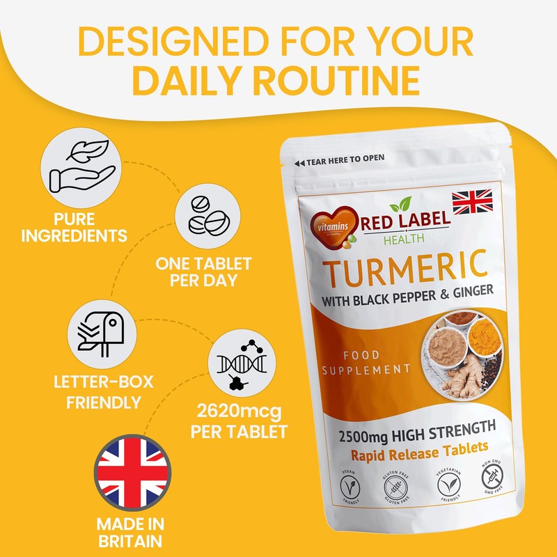 Turmeric Tablets 2620 mg with Black Pepper & Ginger, 200