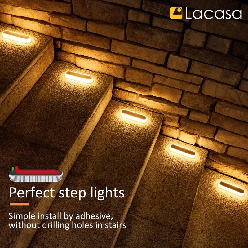 Lacasa Solar Deck Lights, 4 Pack 40LM Solar Powered Step