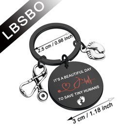 CENWA NICU Nurse Keychain Gifts Midwife Jewelry Baby Footprints Stethoscope Keychain It’s Beautiful Day To Save Tiny Humans (SAVE TINY HUMANS black- k CA)