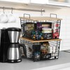 2 Set XXL Stackable Wire Basket with Bamboo Tops &