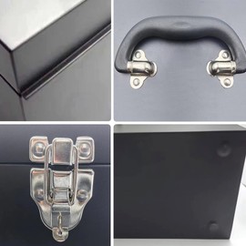 16" Portable Steel Heavy-duty Large Tool Box 18-Gauge Fishing Tackle Box Tool Box Drawer Organizer With Metal Latch and Handle Black