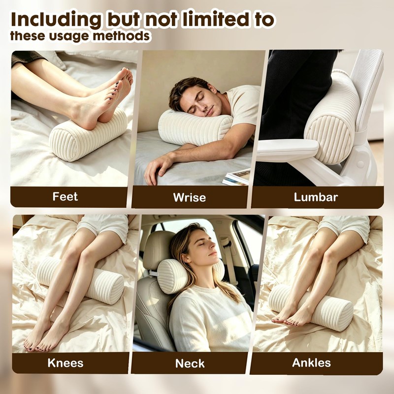 Corduroy Lumbar Roll Support Pillow for Office Chair, Car, Gaming