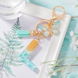 MWOOT Letter Keychain Initial Letter Key Chain, Alphabet Resin Key Chain Pendant Handbag Purse Charm, Green-l