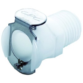 Colder PLCD10004 Acetal Tube Fitting, Coupler, Shutoff, In-Line, 1/4" Flow Coupler x 1/4" NPT Male