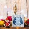FLVGE Winter Christmas Trees - Rustic Blue Wooden Box Sign