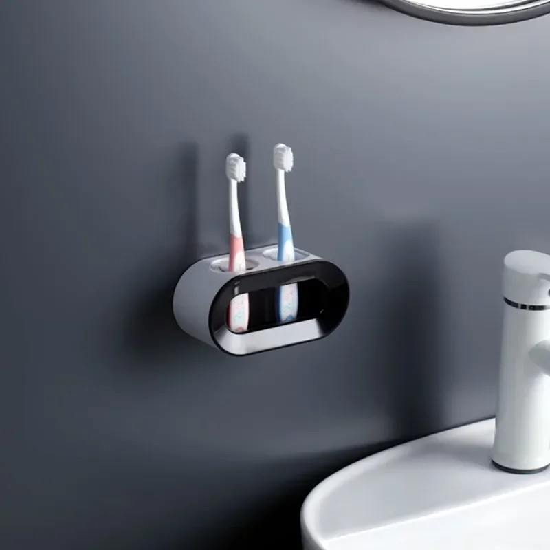 No-Drill Wall Mounted Toothbrush Holder – Self-Adhesive Plastic Bathroom Organizer
