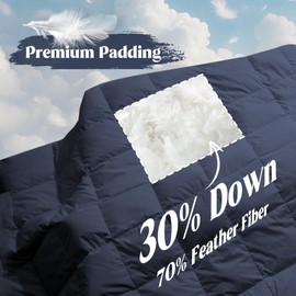 puredown® King Size Blanket for Bed, Ultra Soft Lightweight Down & Feather Fill, All Season Microfiber Blanket, Machine Washable, 88"X108", Navy