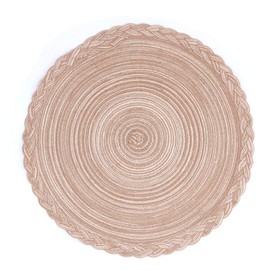 Shiwaki 2PCS,Diameter 15inch Round Braided Placemats,Potholder tea cushion with a rustic atmosphere, Heat Resistant Non-Slip For Home,Restaurants, Bars, Coffee Shops - Brown