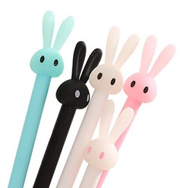 Yansanido Pack of 12 Black Ink Gel Pen Kawaii Cute Writing Pen for Kids Girls Children Students Teens Gifts (Rabbit Ear)