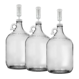 Home Brew Ohio One Gallon Glass Jug with 38mm Cap with Hole and Airlock Set of 3