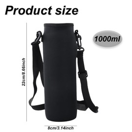 Wisebom 8 x 22 cm Water Bottle Covers, 2 Pieces, 1000 ml Bottle Holder Bag with Adjustable Shoulder Strap, Portable Carry Bag for Water Bottles, Thermal Holder Bag for Hiking, Running, Walking,