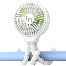 HomeLifairy Portable Stroller Fan, USB or Rechargeable Battery Operated with 3 Speeds and 360°Rotate, Cooling Clip On for Baby Crib Travel Car Seat White
