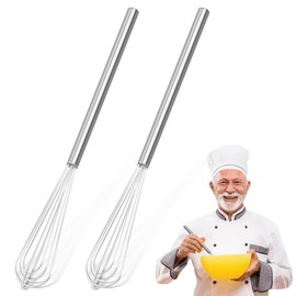 2 PCS Mini Whisk, Small Whisks for Cooking, Stainless Steel Mini Whisk Set - Essential Tiny Wire Whisk for Whisking, Beating, Blending Eggs & Sauces