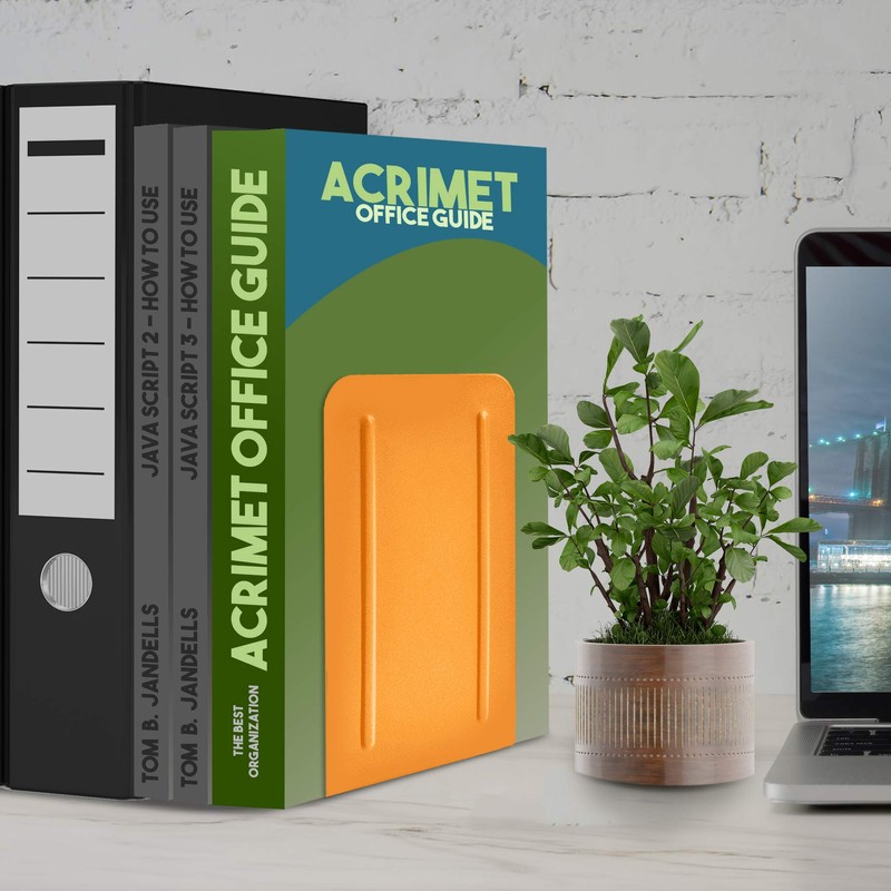 Acrimet Steel Metal Bookends for Shelves, Heavy Duty, for Large