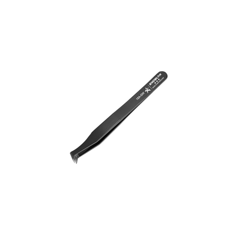 Excelta Cutting Tweezers, Angulated Carbon Steel Tweezers, Three Star, 4.5”
