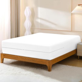 Zipper Fitted Sheet - Queen Size Zipper Fitted Sheet 16 Inch Deep Pocket 100% Cotton Blend 1pc Fitted Sheet White - Secure Fit with Zippered Closure, Soft Sateen White Zippered Sheets