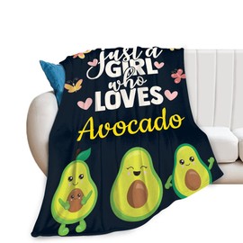 Just A Girl Who Loves Avocado Throw Blanket for All Season Super Soft Warm Fluffy Fleece Lightweight Flannel Blanket Cozy Fuzzy Plush Bedding ​Blanket Gift for Girls Couch Sofa 40"x50"