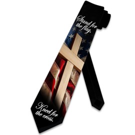 Three Rooker Patriotic Ties Mens US Flag Necktie Cross Tie