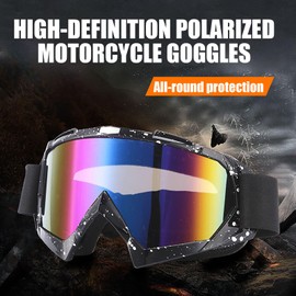 immoono Motorcycle Dirt Bike Goggles Windproof Dustproof ATV Racing Ski Goggles Protective Safety Glasses with Balaclava Mask, Marble Frame Colorful Lenses with Python Black Face Cover