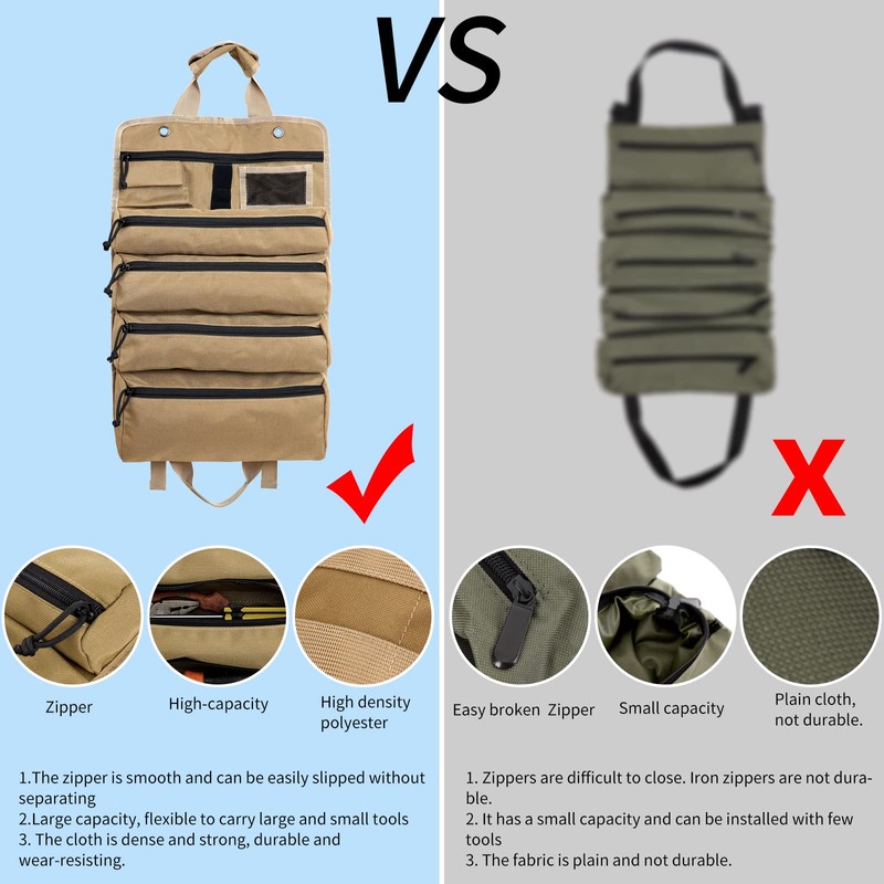 Koolertron Roll Up Tool Bag Organizer, Multi Tool Wrench Roll