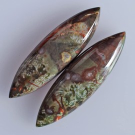 Ravishing Impressions Australian Natural Dragon Blood Jasper Pair Marquise Shape Cabochon Size 40x11x4 mm Earrings Jewelry Making Gemstone Easter Gift Jewelry