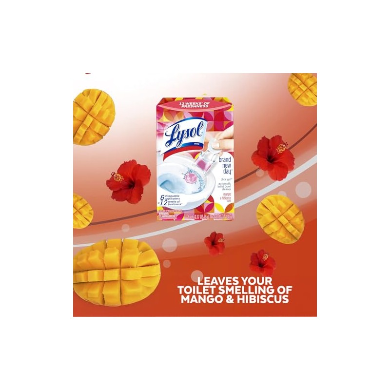 Lysol Limpiador automático para inodoro de gel, mango e hibisco,