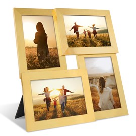 SZYUU 4x6 Collage Picture Frame,4 Photo Frame with Real Glass,Family Picture Frame Collage Wall Hanging or Tabletop Display,Gold
