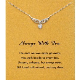 RZKING Sympathy Gifts for Loss of Loved One, Angel Wings Necklace Bereavement Memorial Gifts (Angel Wing)