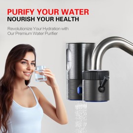 sumerain Lead-Reducing Water Filter for Sink Faucet, Vertical Faucet Mount Water Filtration System, Reduces 99% Chlorine & Heavy Metals-No Tools Installation