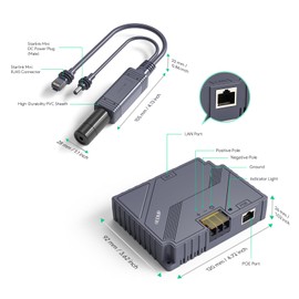 Starlink Mini PoE Injector 150W & Isolated PoE Splitter Kit 100W, 3-in-1 GigE Passive PoE Adapter, 48V Output, Surge & ESD Protection, Long Distance up to 100M, Work for Starlink Mini Dishy
