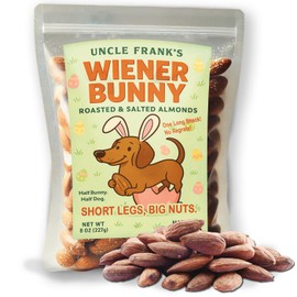 Uncle Frank’s Wiener Bunny – 8oz Roasted & Salted Almonds, Funny Dachshund Easter Snack, Dog-Themed Gift for Doxie Lovers, Made in the USA
