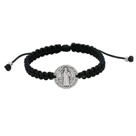 Saint Benedict Medal Bracelet | Sturdy Black Woven Cord | Catholic Jewelry | Patron Saint of Students | Great Catholic Gift for First Holy Communion or Confirmation | Adjustable