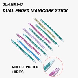 Cuticle Pusher Glass Manicure Sticks, 10pcs GLAMERMAID Dual Ended Acrylic Cuticle Pusher Professional Precision Filing Cuticle Remover Manicure Pedicure Tools for Nails and Cuticles Care