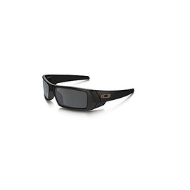 Oakley Men's OO9014 Gascan Rectangular Sunglasses, Matte Black Thin Red Line/Black Iridium, 60 mm