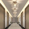 Q&S Small Crystal Chandelier Flush Mount Ceiling Light Fixtures Modern