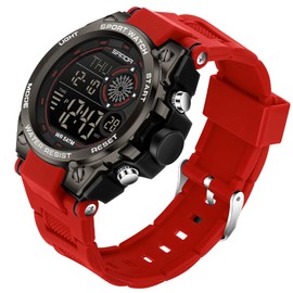 FANMIS Mens Fashion Military Multifunction Digital Watches 50M Water Resistant Electronic LED Backlight Sports Watch Unisex Outdoor Sport Watch (Z Red)