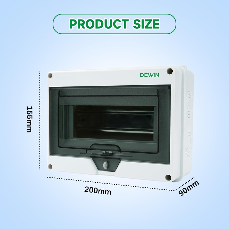 DEWIN Surface-Mounted Distribution Box, IP65 Waterproof, Outdoor Fuse Box, Surface-Mounted,