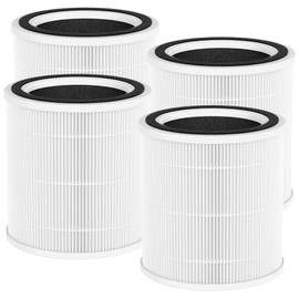 FCFMY 4 Packs AC400 True HEPA Replacement Filter Compatible with Purivortex AC400 Air Cleaner Purifier, 3-in-1 True HEPA and Activated Carbon Filter, White