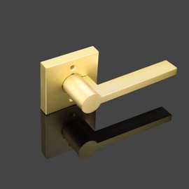 EHOMEWARE Gold Dummy Door Levers Interior Door Handles, Heavy Duty Levers for Closet, Non-Turning Reversible Levers for Left Right Handed Doors,1 Pack